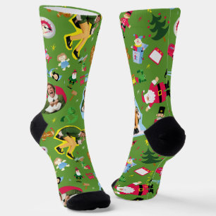 Chaussette Buddy l'elfe et les icônes de Noël Chaussettes Mot