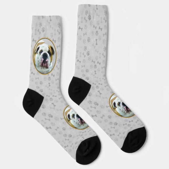 Chaussette Bulldog Painting - Joli art original chien (Droite)