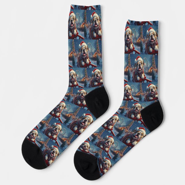 Chaussette Bulldog Roller Dessous de verre Noël (Gauche)