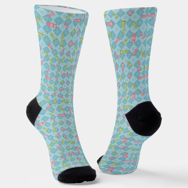 Chaussette Bureau d'échecs Pastel Retro (Angulaire)