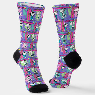 Chaussette cacahuètes Snoopy Purple Surf Motif