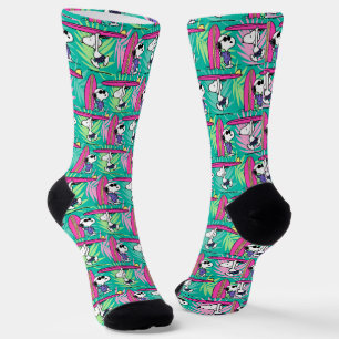 Chaussette cacahuètes Snoopy Turquoise Surf Motif