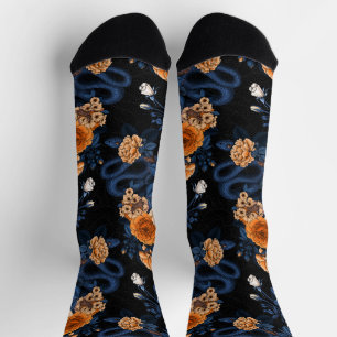 Chaussette Caché dans les roses, orange et bleu