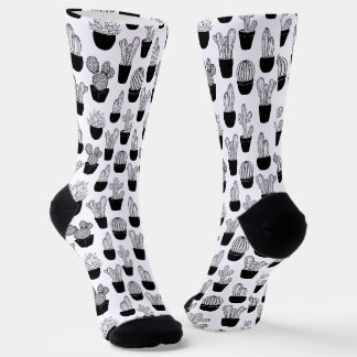 Chaussette Cactus Black Line Art Petit Motif