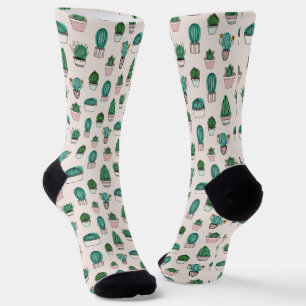 Chaussette Cactus succulents pots plante motif