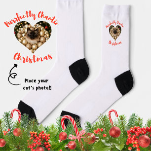 Chaussette Cadre photo de Noël personnalisé pour chat en form