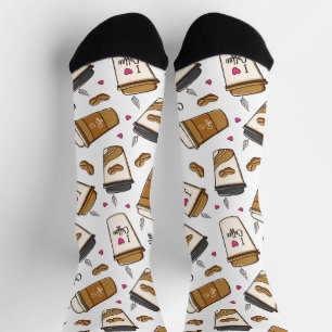 Chaussette Cafés, Fèves de café, Amateur de café, Coeurs