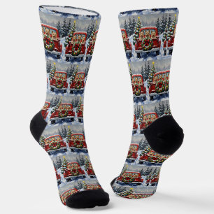 Chaussette Cairn Terrier Noël Camion Rouge Fêtes