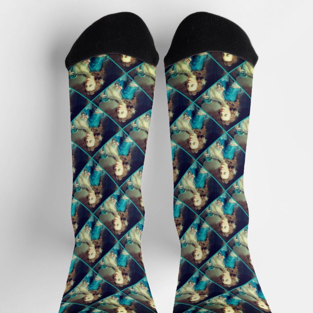 Chaussette Calcetines Clásica Pintura al Oleo, Patrón. (Haut)