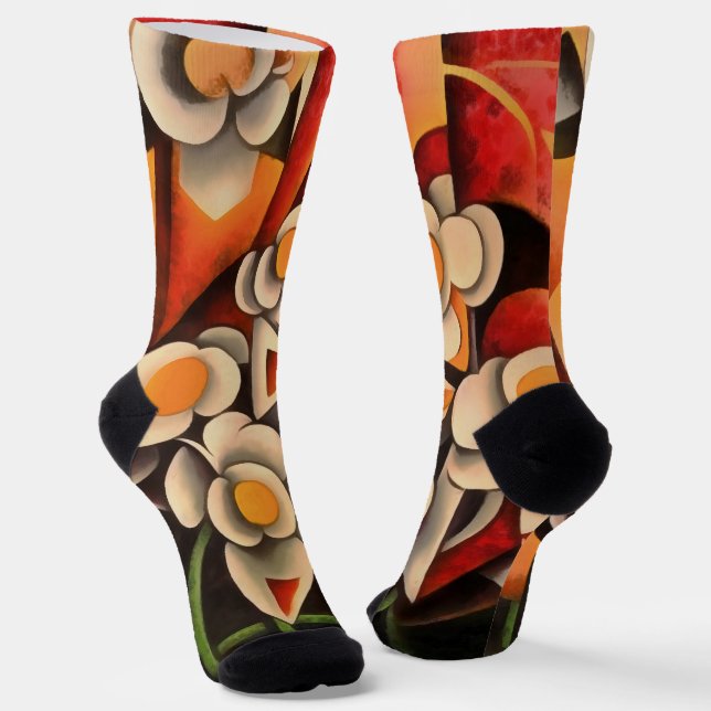 Chaussette Calla Lilies Art Géométrique Abstrait Dans Les Ton (Angulaire)