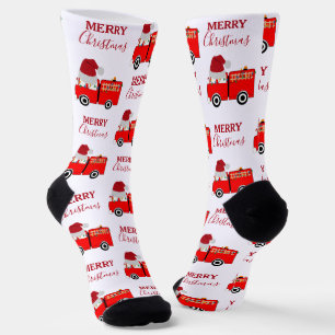 Chaussette Camion de pompiers rouge de Noël