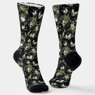 Chaussette Camouflage de chats verts