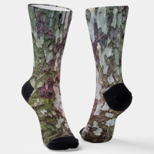 Chaussette camouflage gris vert écorce en bois camo