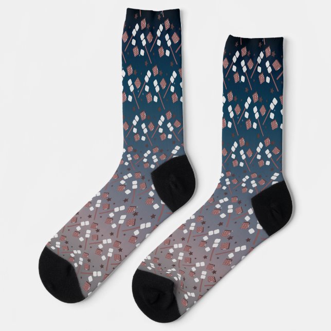 Chaussette Camping Smores Marshmallows Biscuits Feu de camp (Gauche)