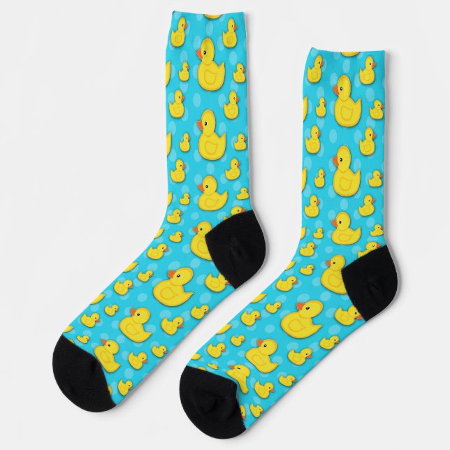 Chaussette Canard en caoutchouc jaune Bain bleu clair (Gauche)