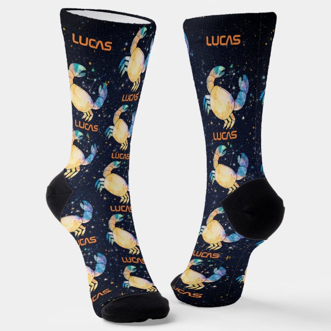 Chaussette Cancer Constellation Zodiaque Aquarelle étoile Gal (Angulaire)
