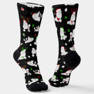 Chaussette Caniche de Noël blanc Noir