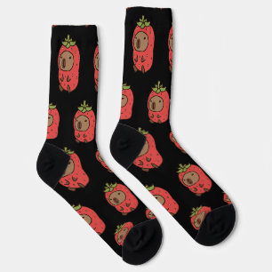 Chaussette Capybara en costume de fraise Chaussettes Animal