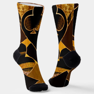 Chaussette Card Suit symbole de collage - Black and Gold text