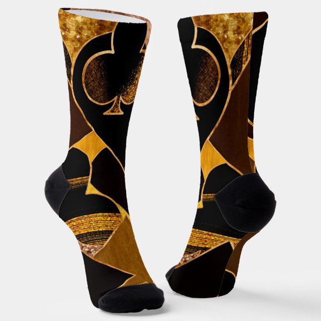 Chaussette Card Suit symbole de collage - Black and Gold text (Angulaire)