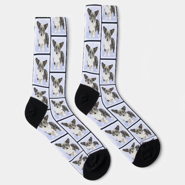 Chaussette Cardigan Welsh Corgi bleu Merle Peinture Chien Art (Droite)