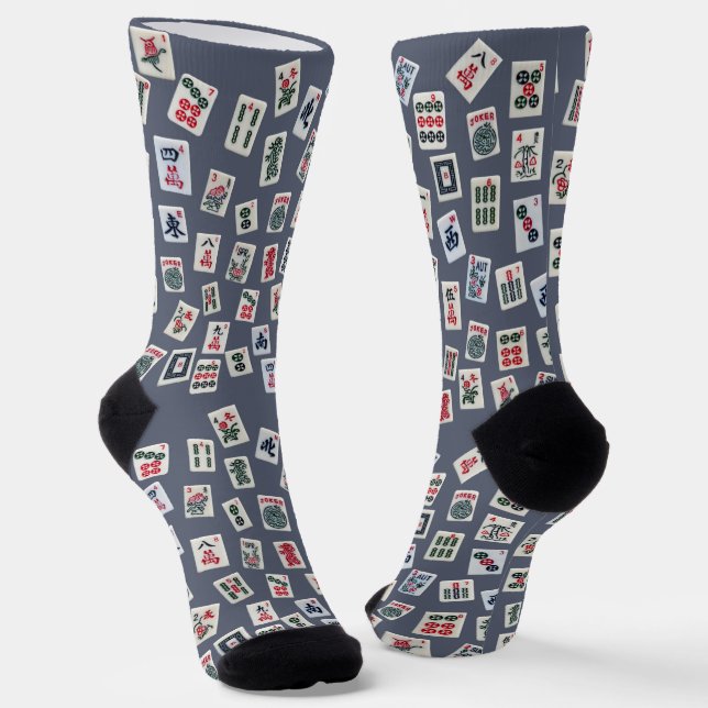 Chaussette Carreaux de Mahjong bleu foncé (Angulaire)