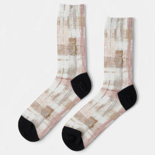 Chaussette Carreaux rayés brun rose crème