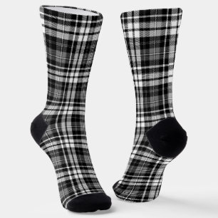 Chaussette Carreaux Tartan Gris Noir Blanc 