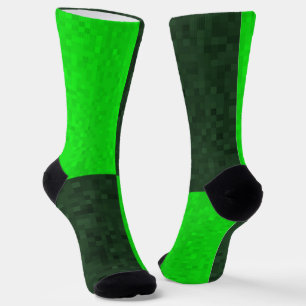 Chaussette Carrés de mosaïque bicolore vert,
