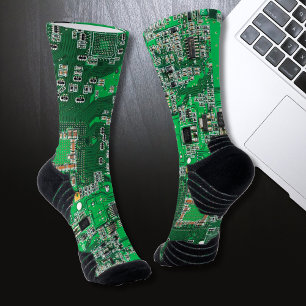 Chaussette Carte de circuit Geek d'ordinateur vert