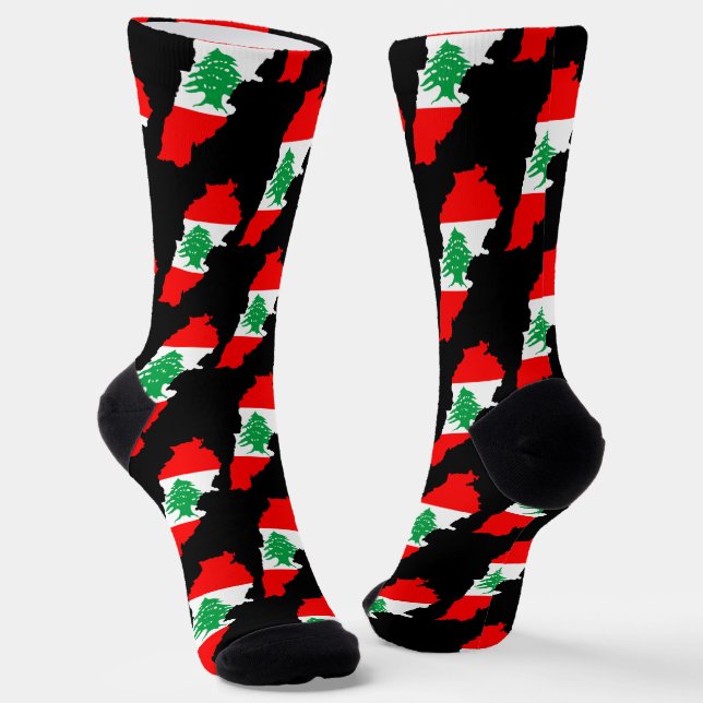 Chaussette Carte du Liban avec drapeau (Angulaire)