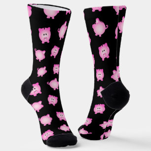 Chaussette Cartographie rose Cochon Piggybank caisse