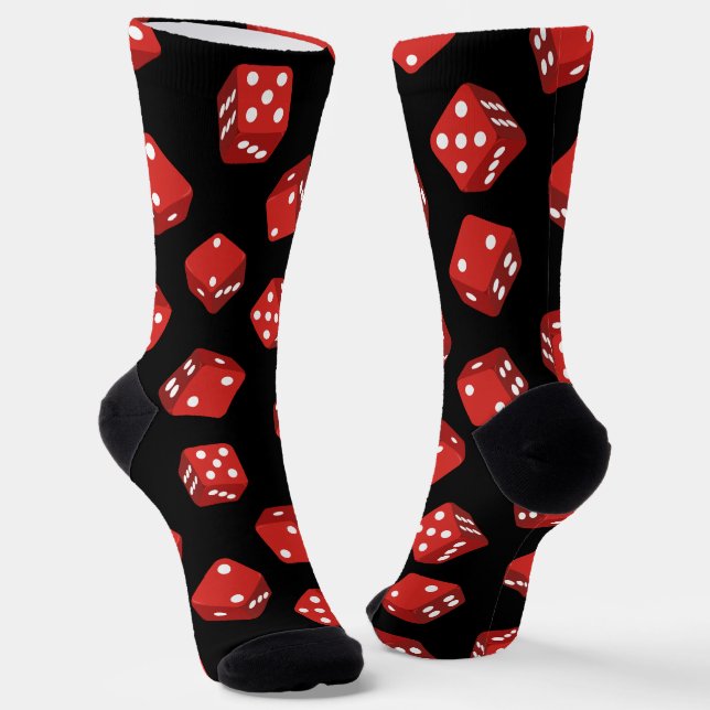 Chaussette Casino Craps Red Dice sur le Motif noir (Angulaire)