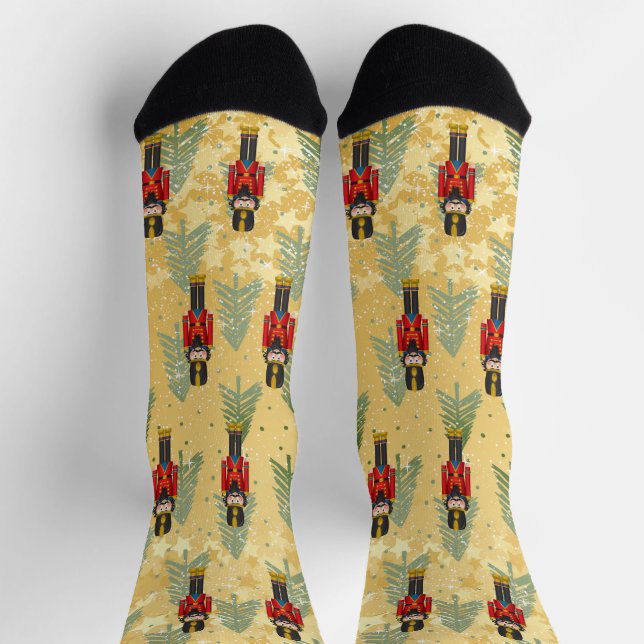 Chaussette Casse-noisettes Noël Arbres Soldat Chaussettes (Haut)
