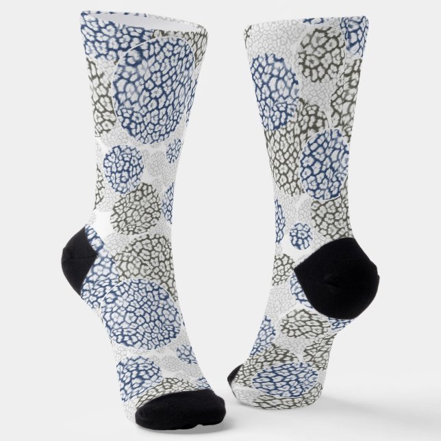 Chaussette Cercles avec imprimé léopard gris et bleu (Angulaire)
