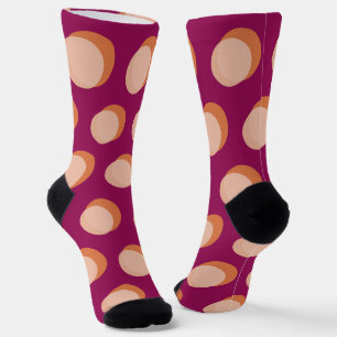 Chaussette Cercles Rétro et Motif Gras Ombres Violet