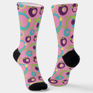 Chaussette Cercles roses funky Pied de fond