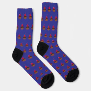 Chaussette Cerise Et Chocolat Durable Premium Bleu    