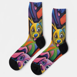 Chaussette Ces chiens abstraits fous