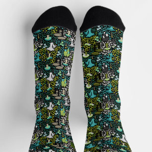 Chaussette Champignon rétro turquoise
