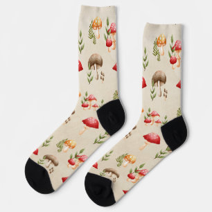Chaussette Champignons et feuillage forestier