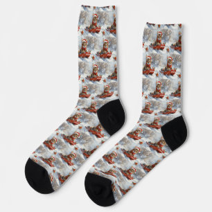 Chaussette Chat Bengal dans un traîneau Laissez neige Noël