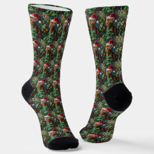 Chaussette Chat Bengal Exotique Jungle Noël Jouet Art