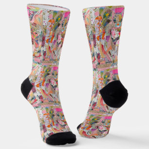 Chaussette Chat Cute Papier Chat Chaussettes Collage