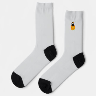 Chaussette Chat dans des chaussettes Halloween de citrouille