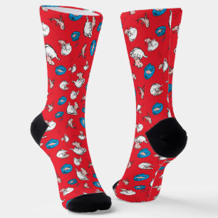 Chaussette Chat Dans Le Casquette Le Motif rouge poisson