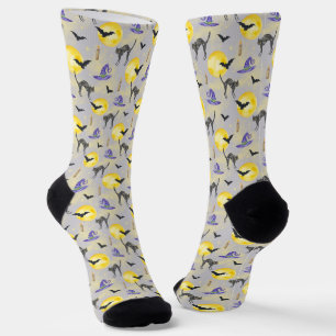 Chaussette Chat fantaisiste et chapeau de sorcière Halloween