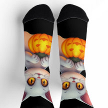 Chat Fantôme Chaussettes Halloween - Magique et co