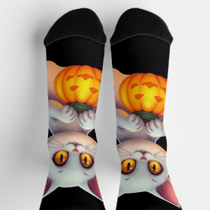 Chaussette Chat Fantôme Chaussettes Halloween - Magique et co