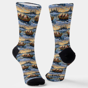 Chaussette Chat Maine Coon Noël Bateau Fêtes